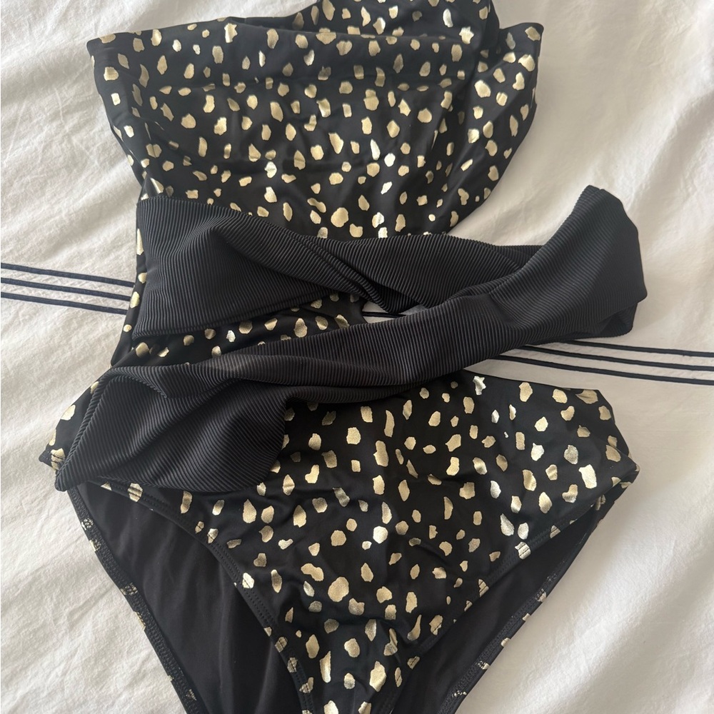 Beach Riot Black and Gold Patterned Swimsuit